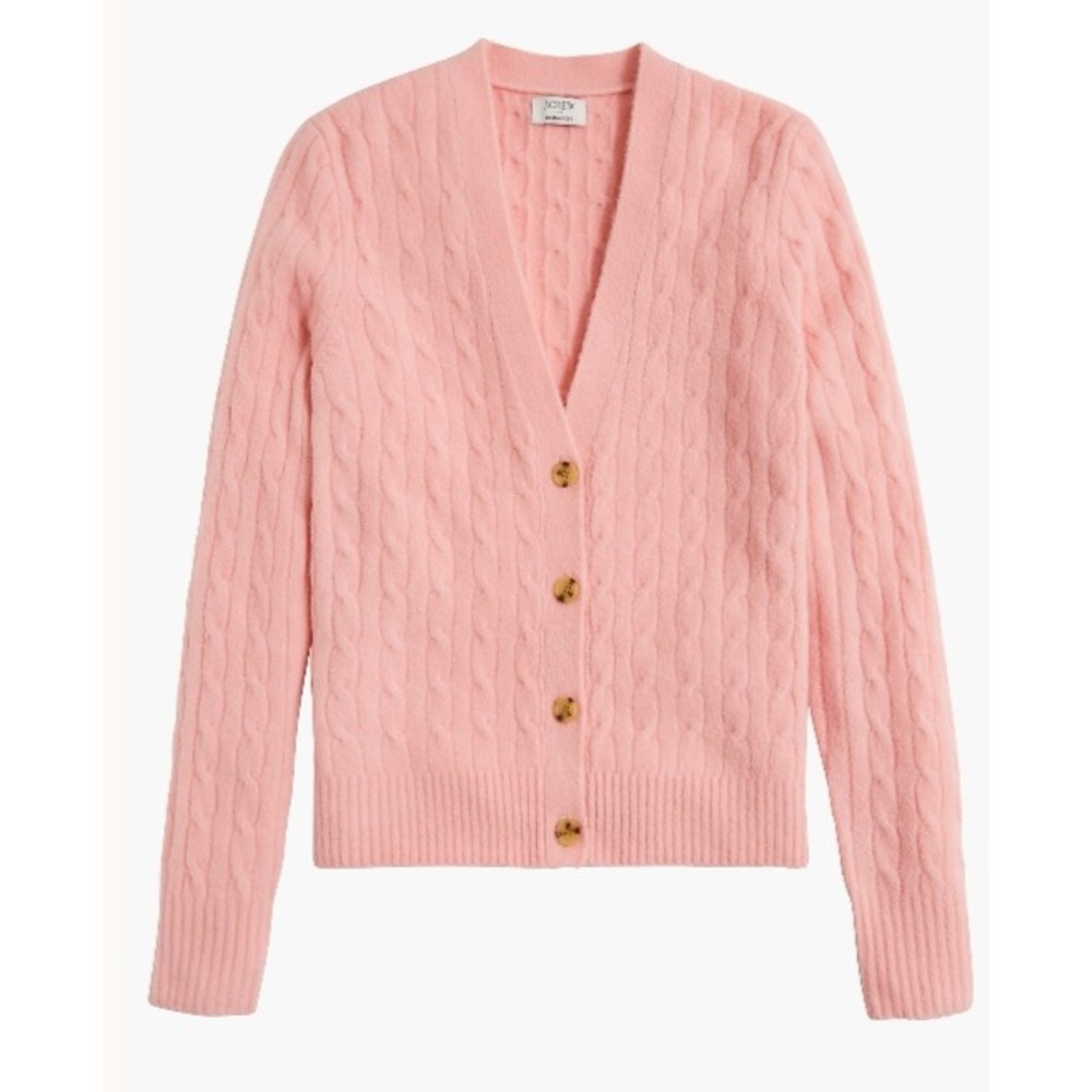 J. Crew Factory, Women's XL, Pink Cable Knit Extra Soft Cardigan, Wool Blend